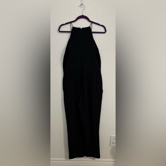 Express- black cropped lace-up lace romper- Size large - Picture 1 of 10